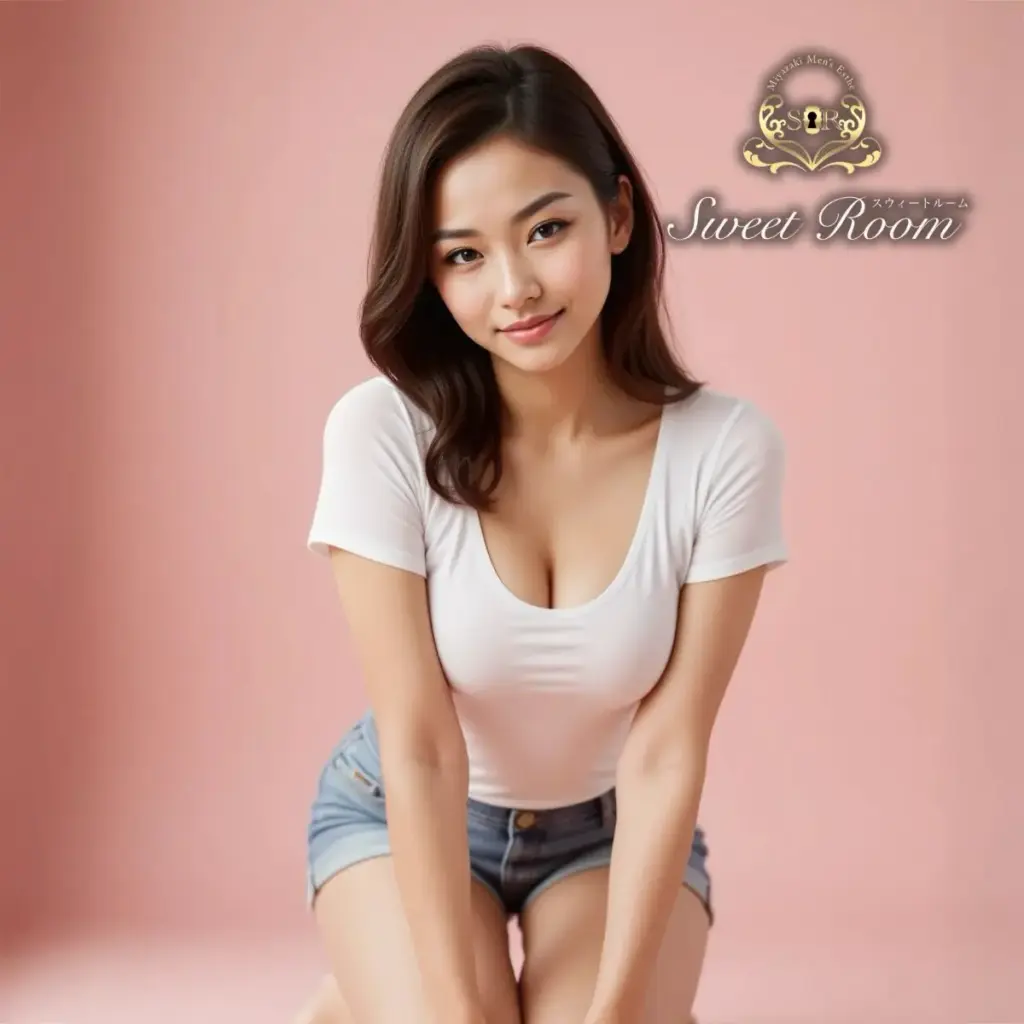 女性がTシャツとショートパンツで座っている姿