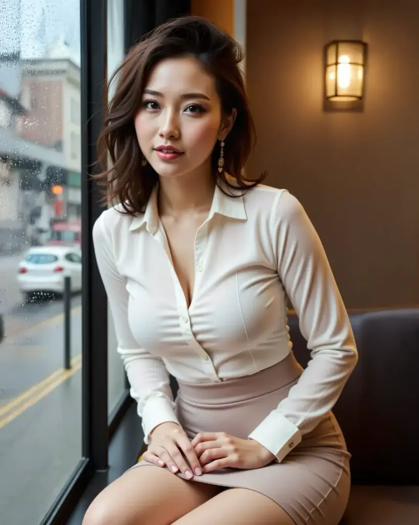 a woman sitting in a chair